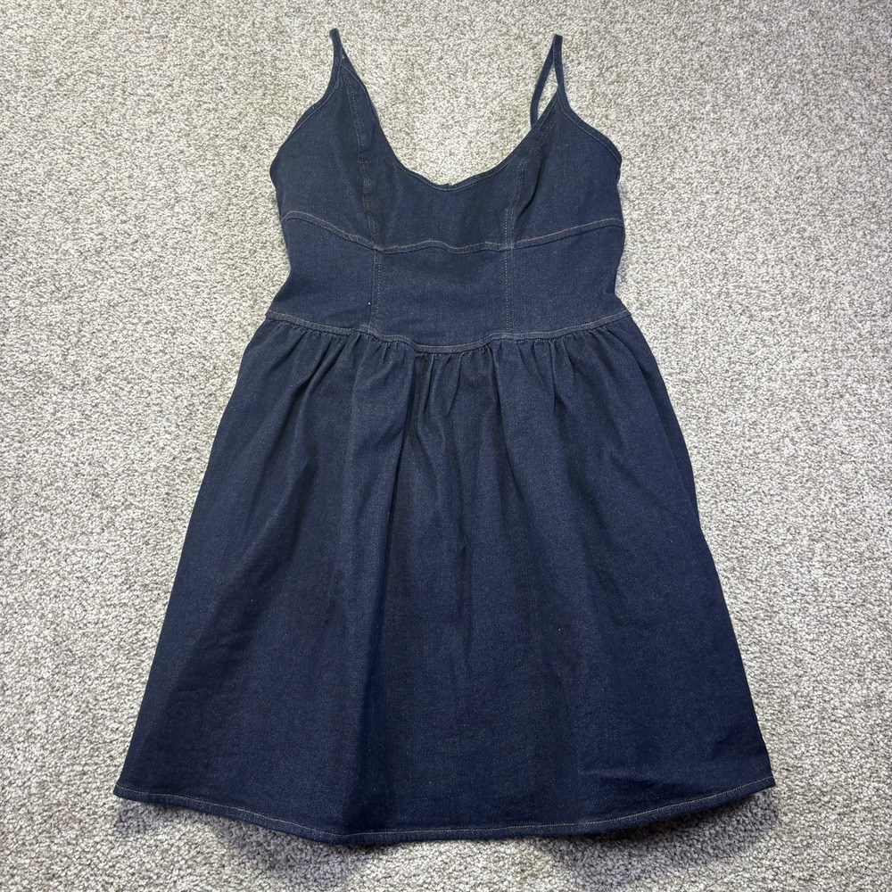 Express Dress Womens Small Blue Denim Sleeveless Sweetheart Fit & Flare Sundress
